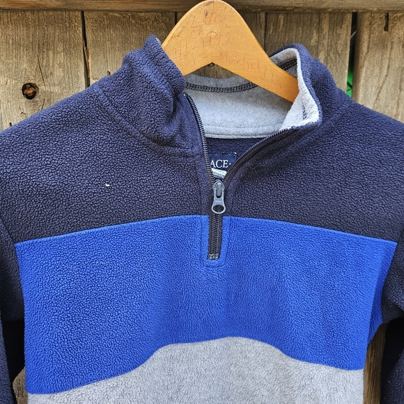 Place Kids Blue and Gray Quarter-Zip Sweater Size 7/8 - Picture 4 of 15